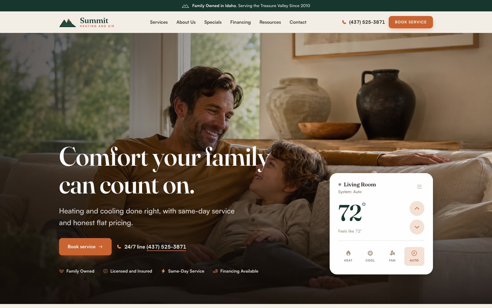 Summit Heating & Air website, designed by Arc Reach